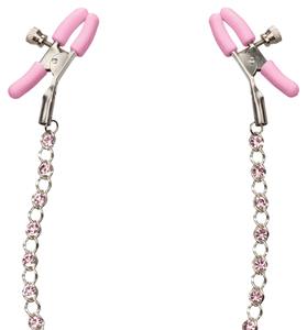 Nipple Play Crystal Chain Nipple Clamps - Pink SE2617102