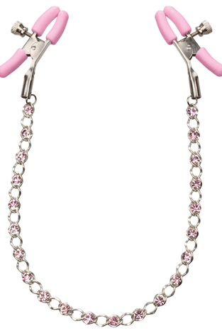 Nipple Play Crystal Chain Nipple Clamps - Pink SE2617102