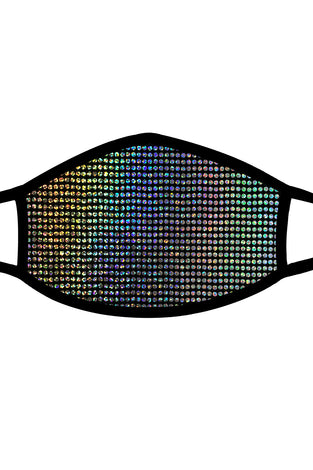 Disco Robot Holographic Face Mask With Black Trim NN-MSKM-DIRBLA