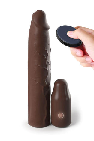 Fantasy X-Tensions Elite 9 Inch Sleeve Vibrating  3 Inch Plug With Remote - Brown PD4155-29