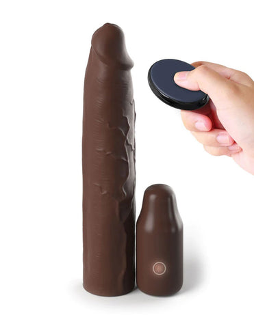 Fantasy X-Tensions Elite 9 Inch Sleeve Vibrating  3 Inch Plug With Remote - Brown PD4155-29