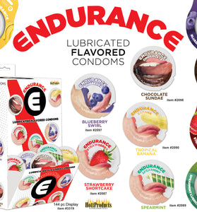 Endurance Condoms - 144 Count Wall Mount Display  - Assorted Flavors HTP3319-D