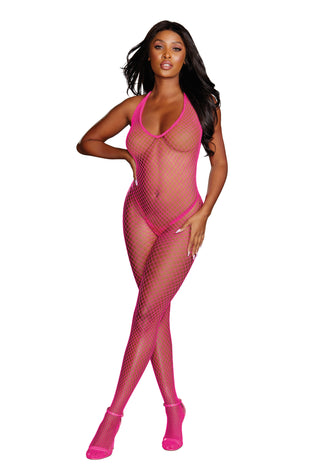Diamond Net Bodystocking - One Size - Neon Pink DG-0079NNPKOS