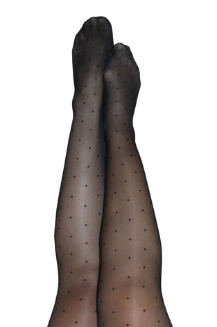 Ally - Polka Dot Thigh High - Size D - Black KX-1304D-BLK-D