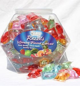Razzels Warming Lubricant - 100 Pillow Fishbowl - Assorted Flavors CF-RPF-10D