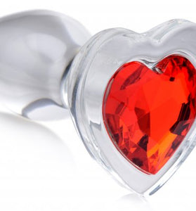 Red Heart Gem Glass Anal Plug - Small BTYS-AG432-SML
