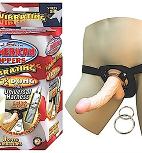 All American Whoppersvibrating 6.5-Inch Dong With Universasl Harness - Flesh NW2324-1