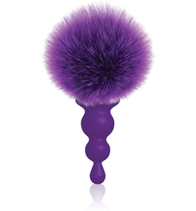 The 9's Cottontails Silicone Bunny Tail Butt Plug  - Beaded Purple IC2689