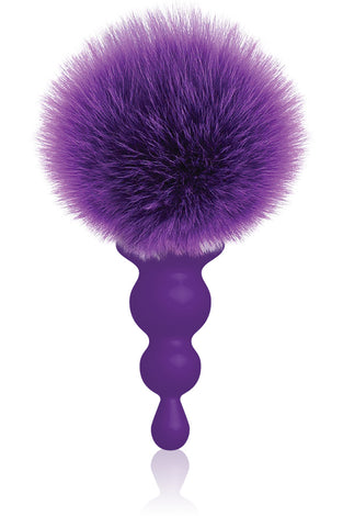 The 9's Cottontails Silicone Bunny Tail Butt Plug  - Beaded Purple IC2689