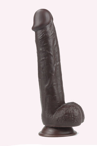Get Lucky 9 Inch Real Skin Dildo - Dark Brown TMN-GL-0619