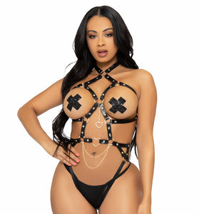 Convertible Vegan Leather Heart - Medium - Black LA-KI4038BLKM