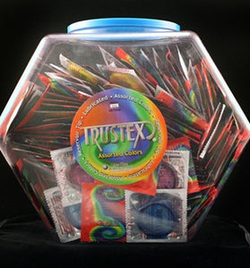 Trustex Assorted Colors Lubricated Condoms - 288 Piece Fishbowl AL-1010D