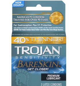 Trojan Sensitivity Bareskin Lubricated  Condoms - 3 Pack TJ95705