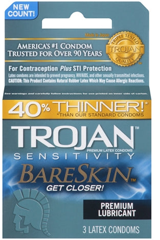 Trojan Sensitivity Bareskin Lubricated  Condoms - 3 Pack TJ95705