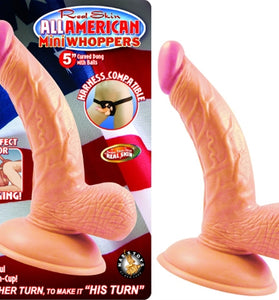 All American Mini Whoppers 5-Inch Curved Dong With Balls-Flesh NW2392-1
