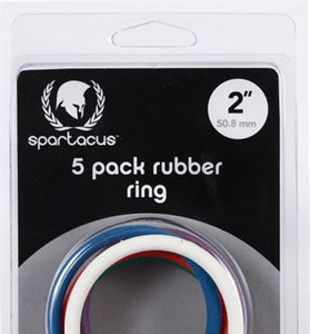 Rubber Cock Ring 5 Pack - 2 Inches - Rainbow BSPR-48