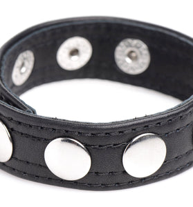 Cock Gear Leather Speed Snap Cock Ring - Black STR-AG845-BLK