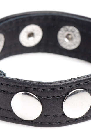 Cock Gear Leather Speed Snap Cock Ring - Black STR-AG845-BLK