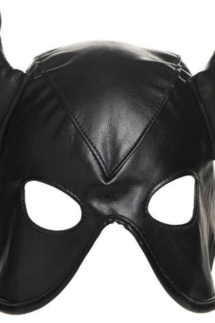 Dungeon Demon Bondage Hood With Horns - Black MS-AH058