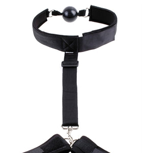 Fetish Fantasy Series Gag and Wrist Restraint - Black PD2178-23