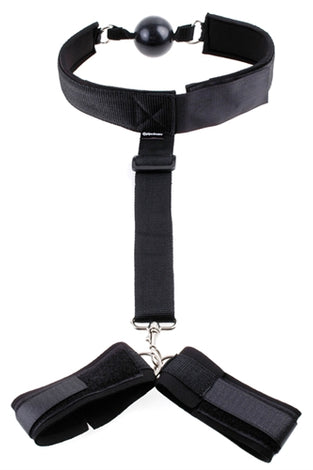 Fetish Fantasy Series Gag and Wrist Restraint - Black PD2178-23