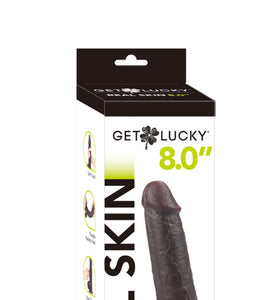 Get Lucky 8 Inch Real Skin Dildo - Dark Brown TMN-GL-0657