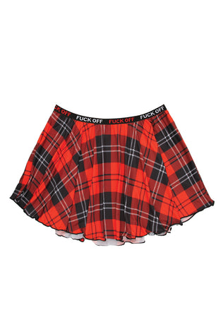 F*Ck Off Plaid Skirt - Red Plaid - S/m FL-B-AF804-SM