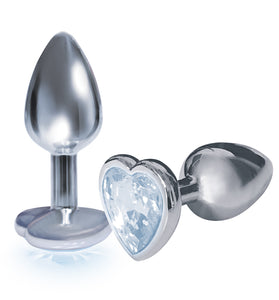 The 9's the Silver Starter Heart Bejeweled Stainless Steel Plug - Diamond ICB2611-2