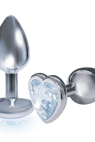 The 9's the Silver Starter Heart Bejeweled Stainless Steel Plug - Diamond ICB2611-2