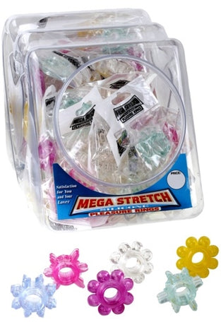 Mega Stretch Silicone Pleasure Rings - 72 Piece Fishbowl PD2219-99D