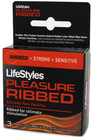 Lifestyles Pleasure Ribbed Condoms - 3 Pack LS4103