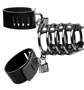 5 Ring Chastity Device With Cock & Ball Strap STR-AE999