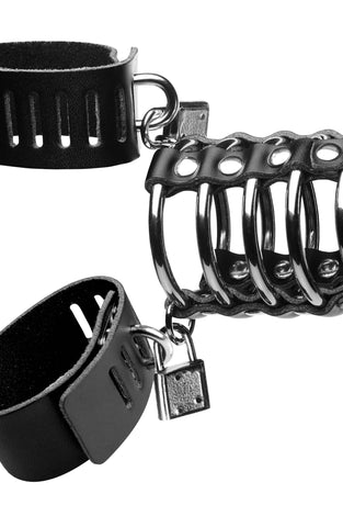 5 Ring Chastity Device With Cock & Ball Strap STR-AE999