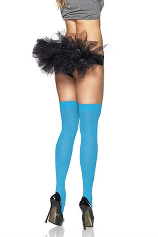Opaque Thigh Highs - One Size - Neon Blue LA-6672BLU