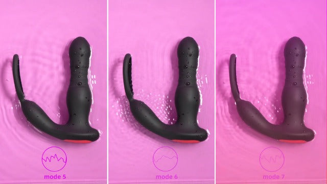 Prostate Massager Anal Vibrator Thrusting Vibrating 7 Modes with Cock Ring Anal Plug