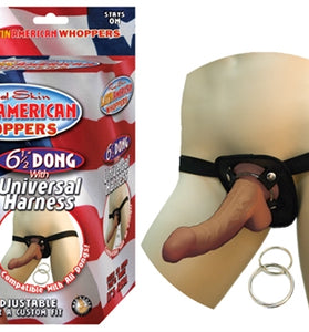 All American Whoppers 6.5-Inch-Dong With Universal Harness Latin NW2323-2