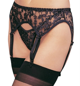 Lace Garterbelt and Thong - One Size - Black Black - One Size LA-8888BLK