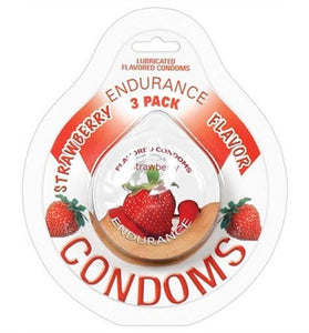Endurance Condoms - Strawberry - 3 Pack HTP2087