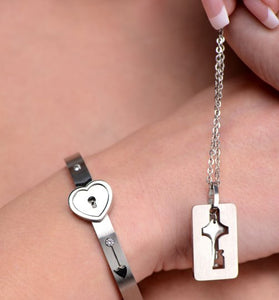 Cuffed Locking Bracelet and Key Necklace MS-AF916