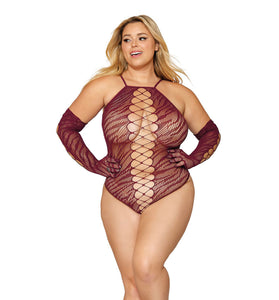 Teddy and Gloves - Queen Size - Burgundy DG-12809BURQ