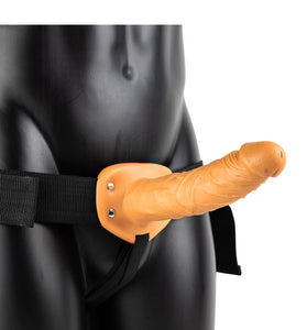 Vibrating Hollow Strap-on No Balls 8 Inch - Tan SH-REA139TAN