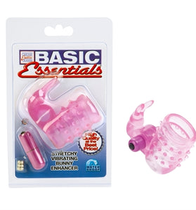 Basic Essentials Stretchy Vibrating Bunny Enhancer - Pink SE1739042