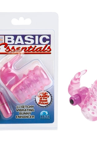 Basic Essentials Stretchy Vibrating Bunny Enhancer - Pink SE1739042