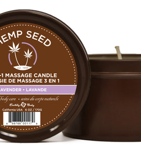 Hemp Seed 3-in-1 Massage Candle - Lavender - 6 Oz. EB-HSC017