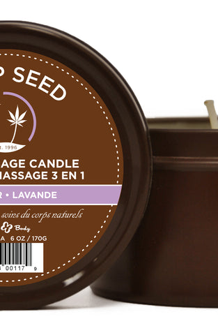 Hemp Seed 3-in-1 Massage Candle - Lavender - 6 Oz. EB-HSC017