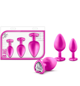 Luxe - Bling Plugs Training Kit - Pink With White Gems BL-395830