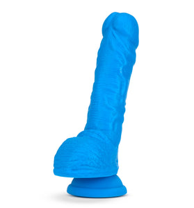 Neo Elite - 9 Inch Silicone Dual Density Cock With Balls - Blue BL-75802