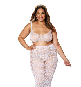 Bralette and Slip Skirt - Queen Size - White DG-12921WHTQ