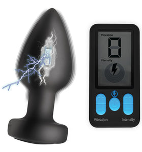 E-Stim and Vibrating Anal Plug - Black ZE-AG665