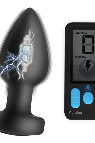 E-Stim and Vibrating Anal Plug - Black ZE-AG665